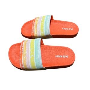 Old Navy Kids Multicolor Slide Sandals SIZE:12/13